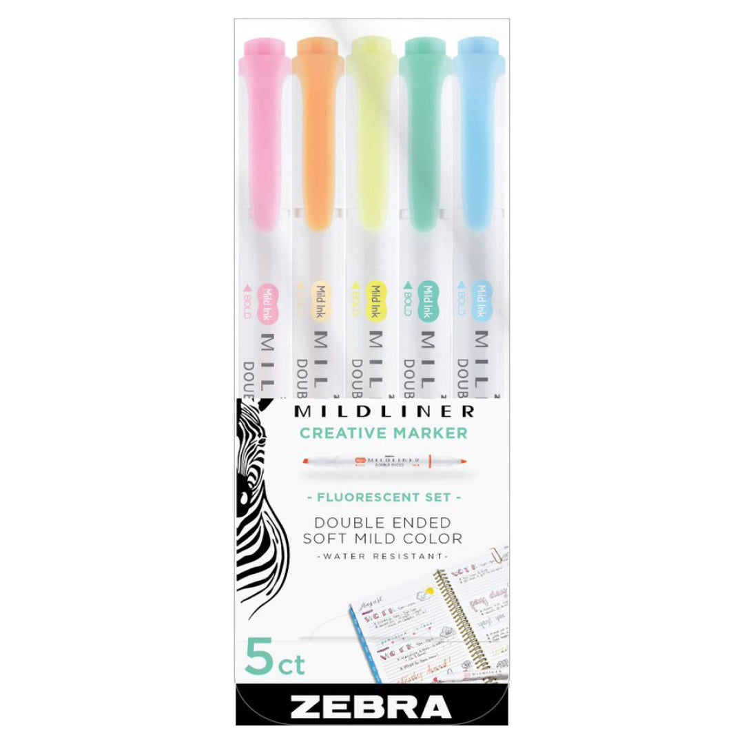 Zebra Mildliner Highlighter (Fluorescent Mild Colors)