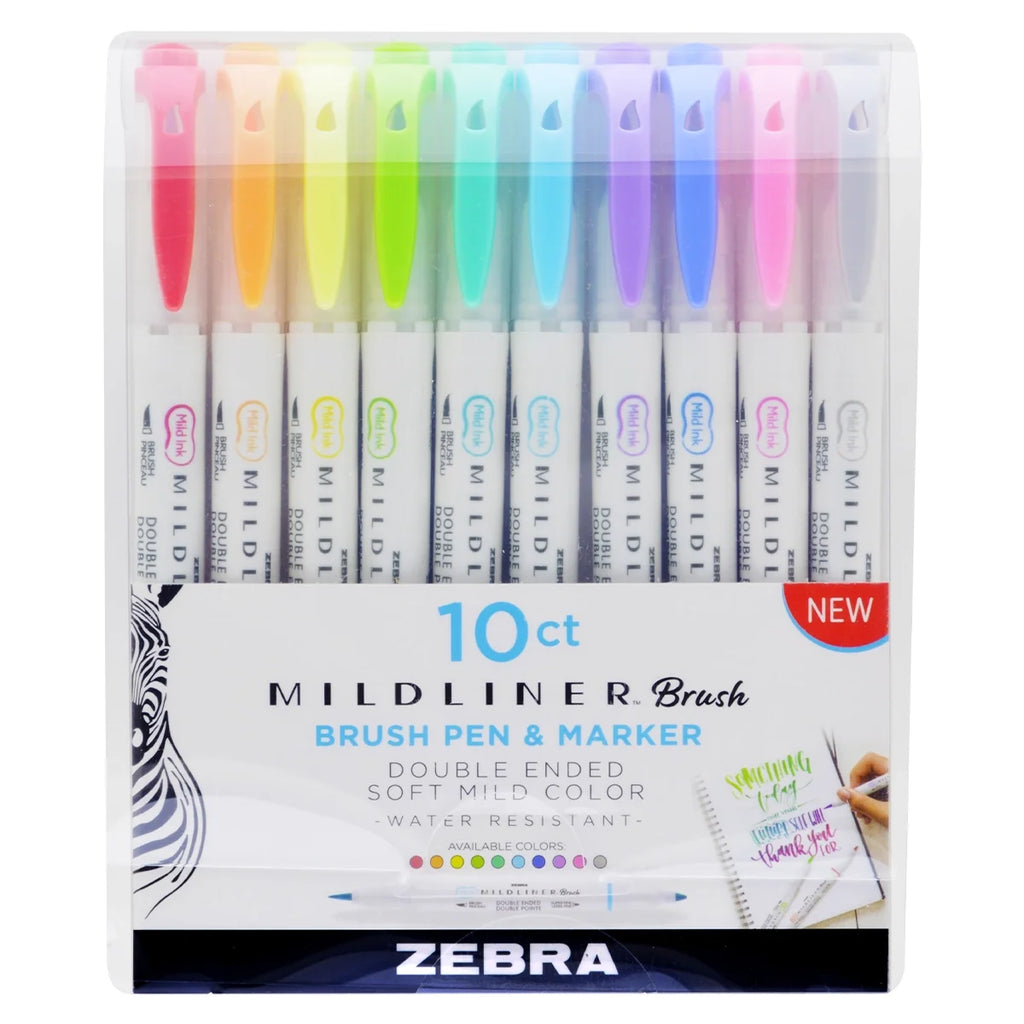 Zebra Mildliner Brush & Fine Tip (set of 10)