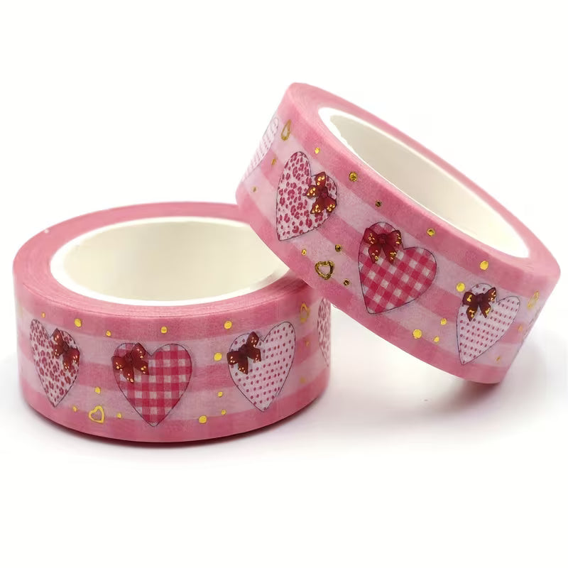 Pink Golden Heart Washi Tape
