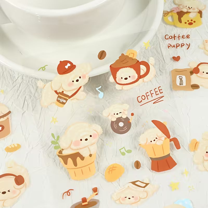 Puppy's Coffee Time Sticker