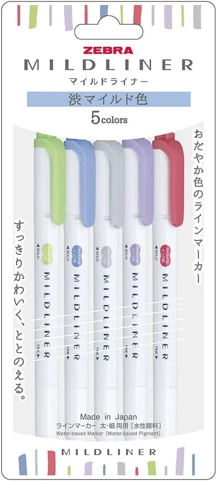 Zebra Mildliner Highlighter (Cool & Refined Colors)