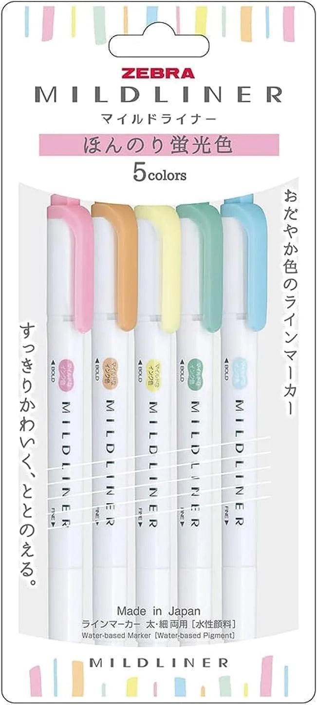 Zebra Mildliner Highlighter (Fluorescent Mild Colors)