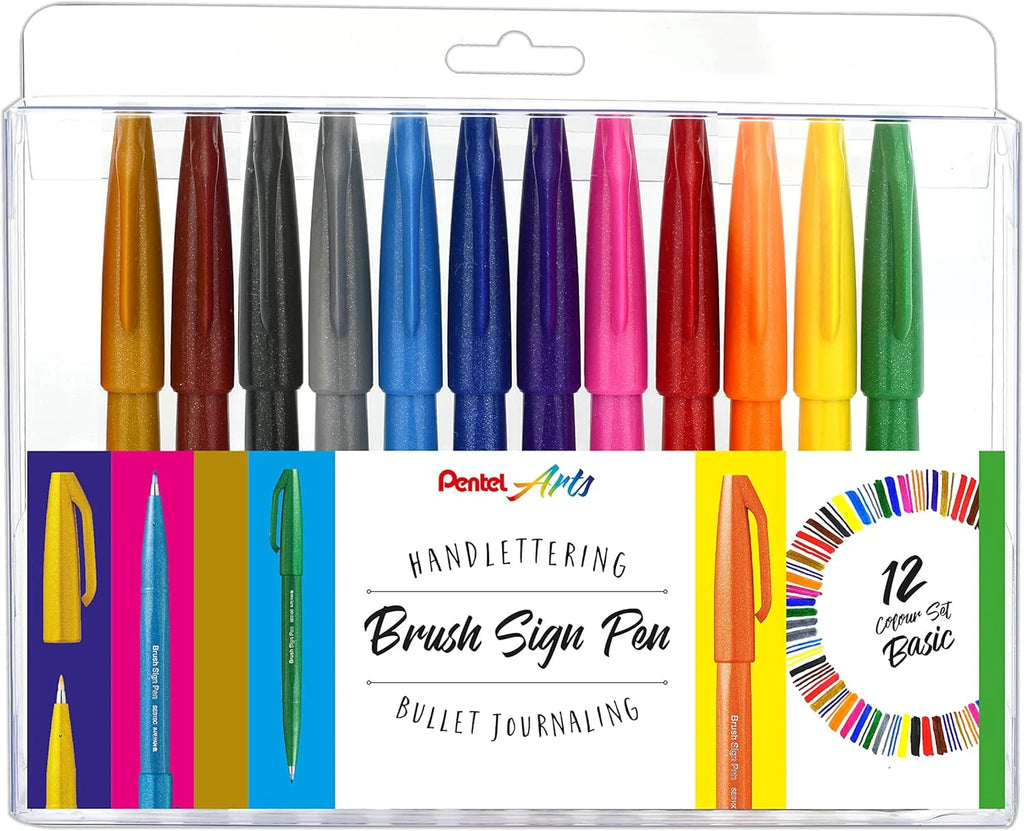 Pentel Brush Sign Pen Basic Colors (set of 12)
