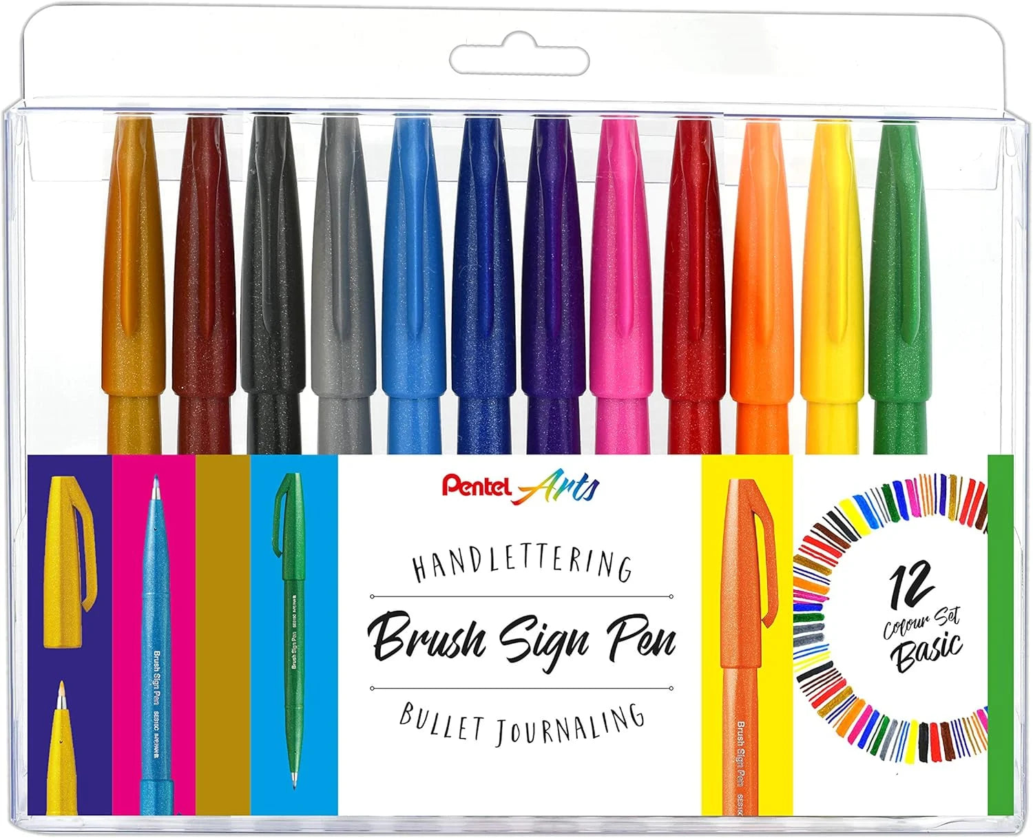 Pentel Brush Sign Pen Basic Colors (set of 12)