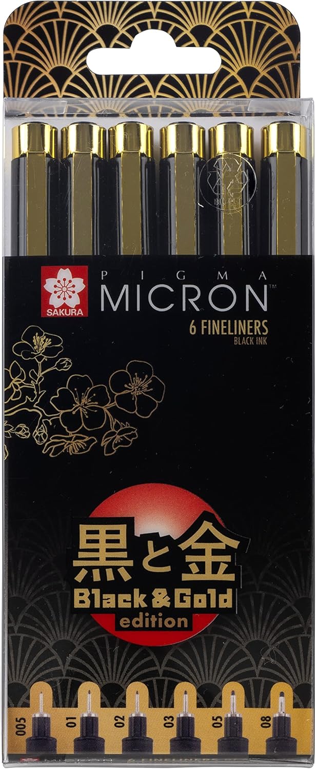 [SAKURA] Pigma Micron Fineliner Black & Gold Edition