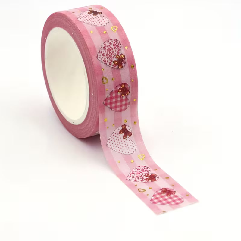 Pink Golden Heart Washi Tape
