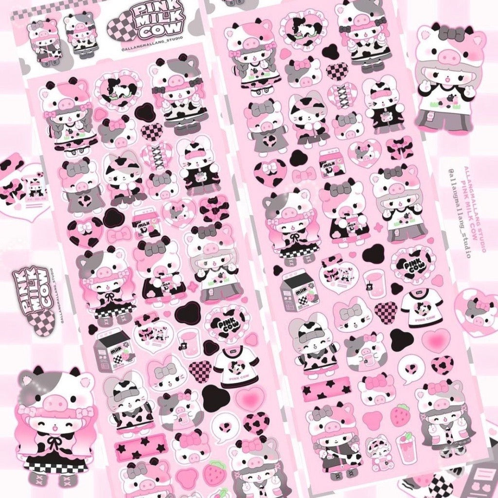 [ALLNOMALLANG_Studio] Pink Milk Cow Sticker