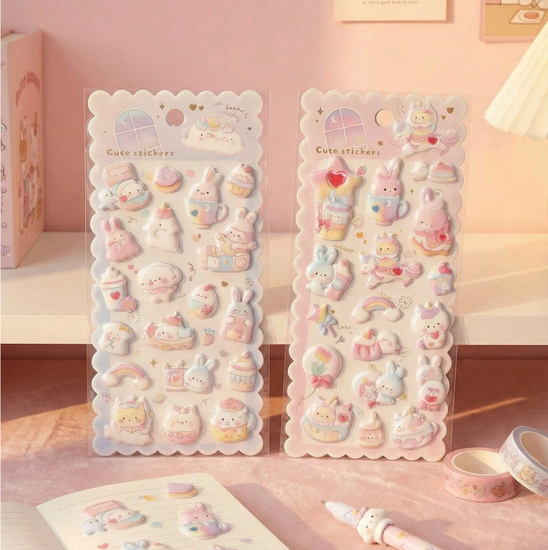 [POKOJA] Squishy Cartoon Stickers (pink)