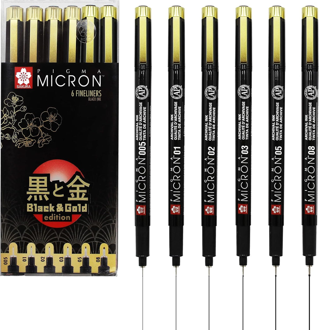 [SAKURA] Pigma Micron Fineliner Black & Gold Edition