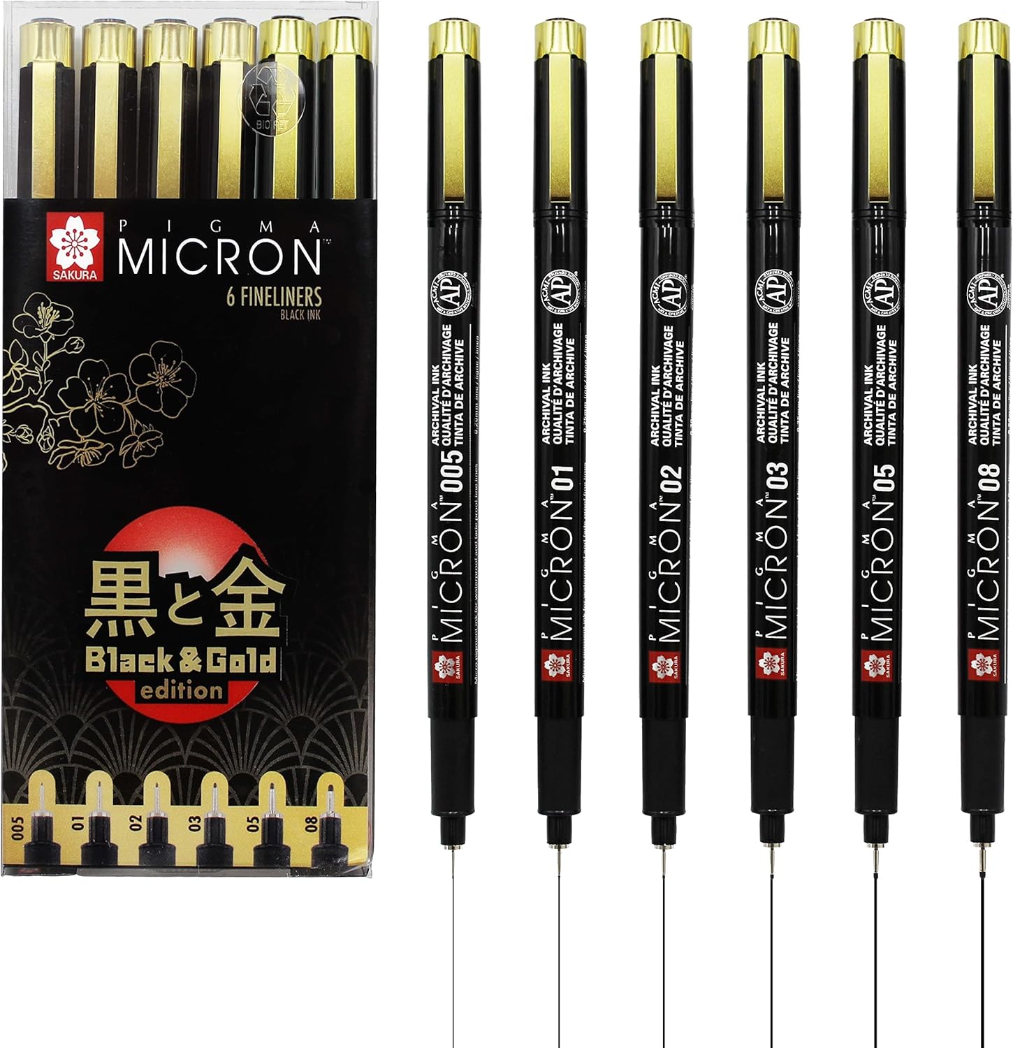 [SAKURA] Pigma Micron Fineliner Black & Gold Edition