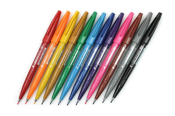 Pentel Brush Sign Pen Basic Colors (set of 12)