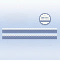 Decorative paper with lace and polka dot patterns on a light blue background