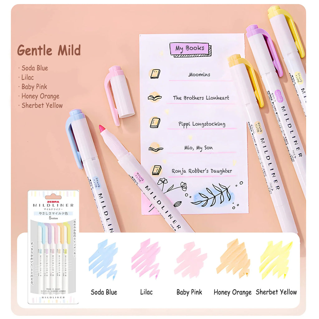Zebra Mildliner Highlighter (Gentle Mild Colors)